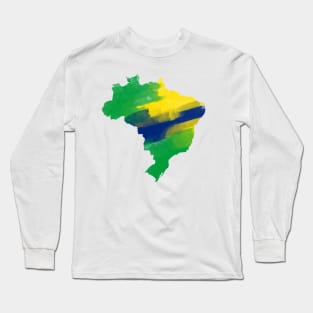 Brazil Map Watercolor Long Sleeve T-Shirt